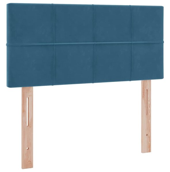 Krevet s od storage s madracem Tamno plava 90 x 190 cm Baršun - Plava / 90 x 190 cm