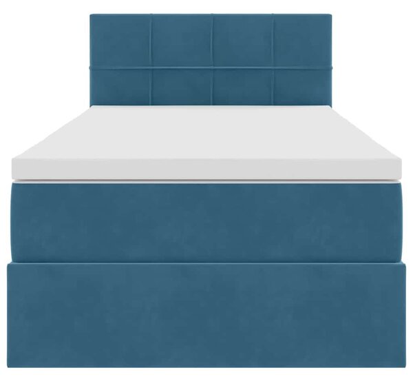 Krevet s od storage s madracem Tamno plava 90 x 190 cm Baršun - Plava / 90 x 190 cm