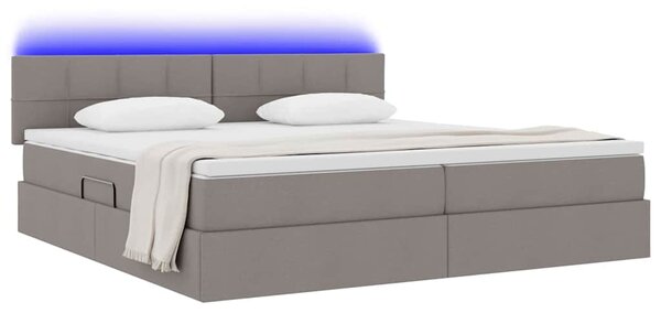 LED krevet za pohranu s madracem Sivosmeđa 200 x 200 cm Tkanina - Smeđesiva / 200 x 200 cm