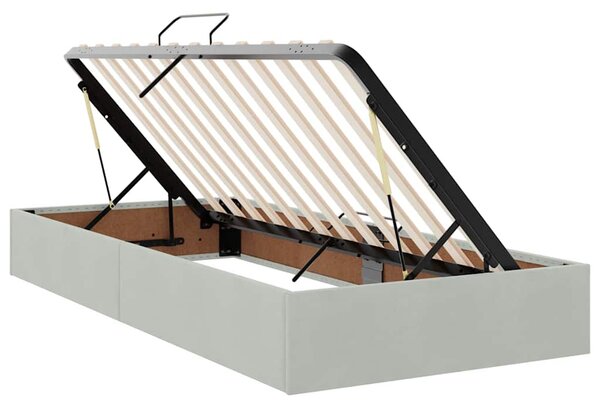 Krevet s madracem i skladištem Svijetlo siva 90 x 200 cm Baršun - Svjetlosiva / 90 x 200 cm