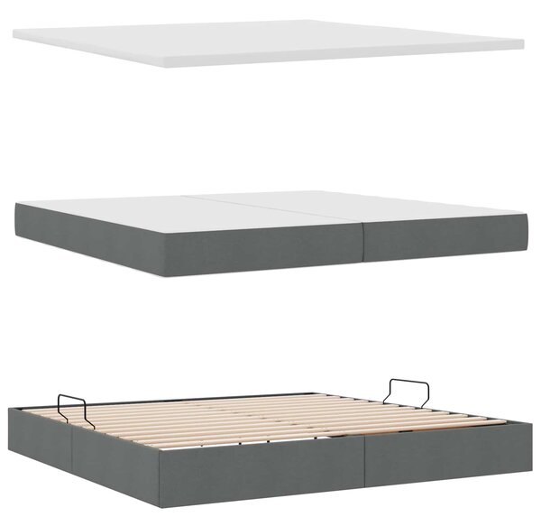 Krevet s madracem i skladištem Tamno siva 200 x 200 cm tkanina - Siva / 200 x 200 cm