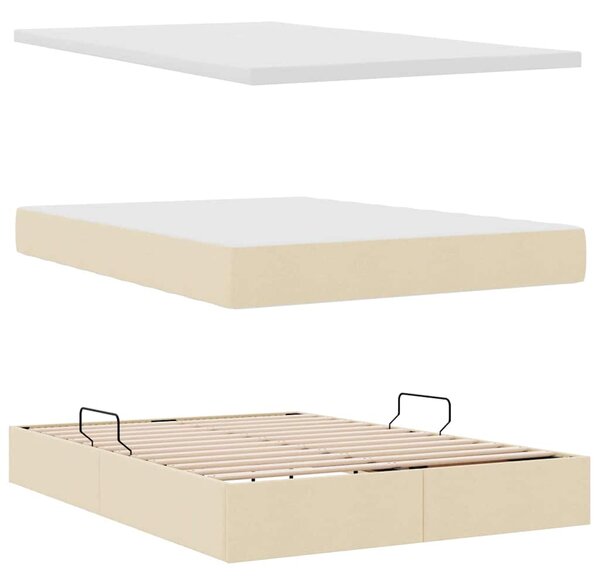 Krevet s madracem i skladištem s madracem Krema 140 x 190 cm - Krem / 140 x 190 cm