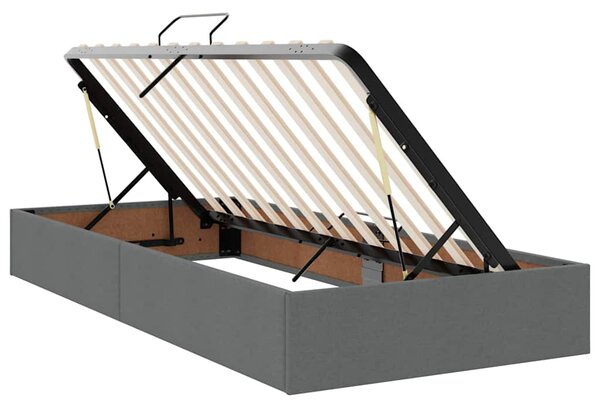 Krevet s od storage s uzglavljem Tamno siva 90 x 190 cm tkanina - Siva / 90 x 190 cm