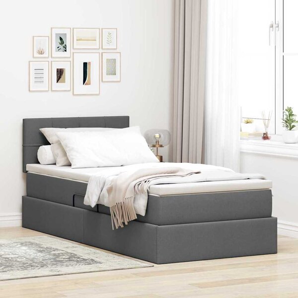 Krevet s madracem i skladištem Tamno siva 90 x 200 cm - Siva / 90 x 200 cm