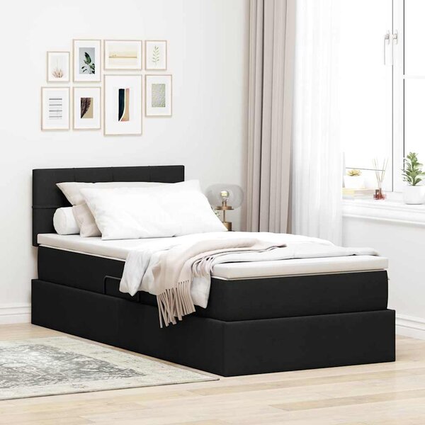 Krevet s madracem i skladištem s madracem Crna 90 x 200 cm - Crna / 90 x 200 cm