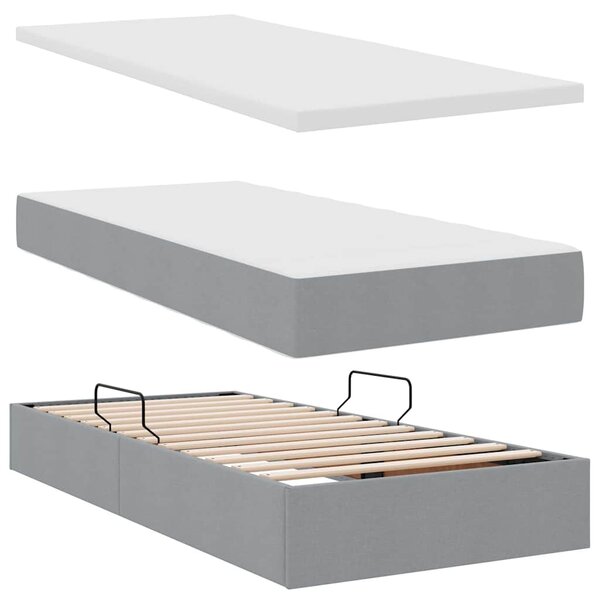 Krevet s od storage s pohranom Svjetlosiva 180 x 200 cm Tkanina - Svjetlosiva / 180 x 200 cm