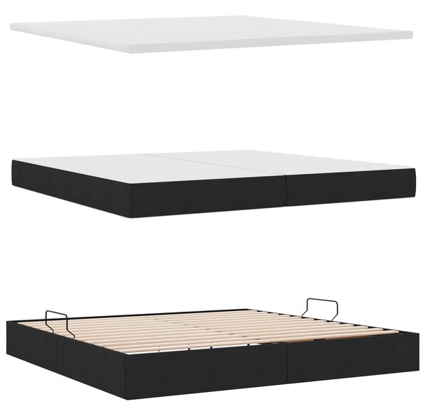 Krevet s madracem i skladištem Crna 200 x 200 cm tkanina - Crna / 200 x 200 cm