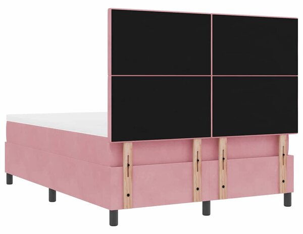 Krevet s opruga kutije Ružičasta 140 x 190 cm Baršun - Ružičasta / 140 x 190 cm