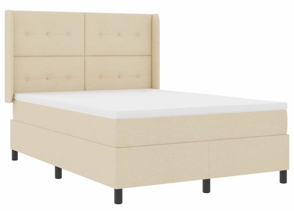 Krevet s opruga kutije s jastukom Krema 190 x 140 cm tkanina - Krem / 190 x 140 cm