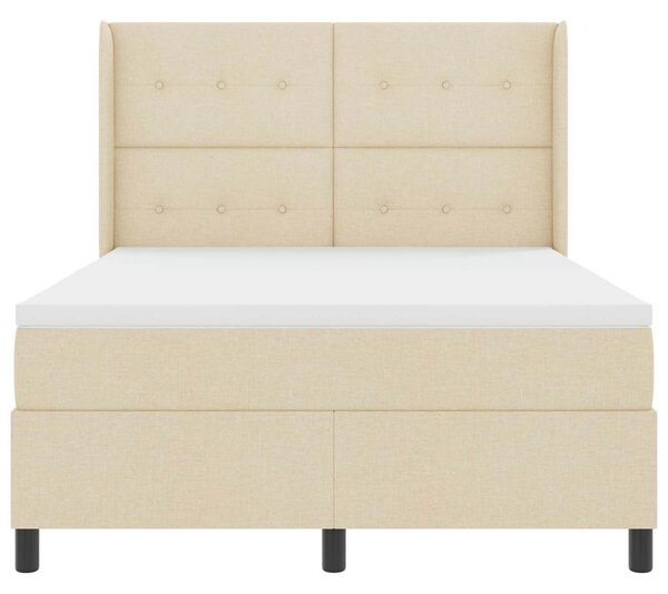 Krevet s opruga kutije s jastukom Krema 190 x 140 cm tkanina - Krem / 190 x 140 cm