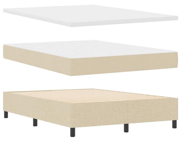 Krevet s opruga kutije s jastukom Krema 190 x 140 cm tkanina - Krem / 190 x 140 cm