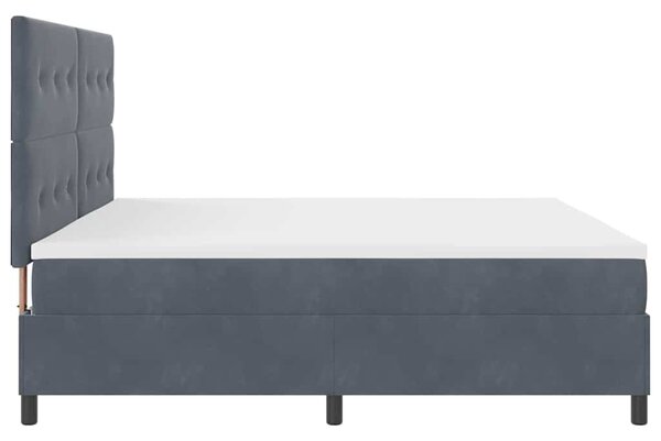Krevet s opruga kutije Tamno siva 200 x 200 cm Baršun - Siva / 200 x 200 cm
