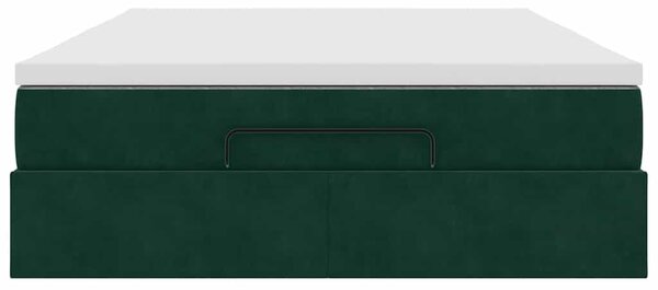 Ottoman krevet s madracem tamnozeleni 140x190 cm baršun - Zelena / 140 x 190 cm