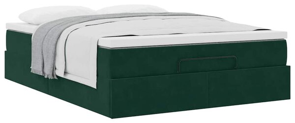Ottoman krevet s madracem tamnozeleni 140x190 cm baršun - Zelena / 140 x 190 cm