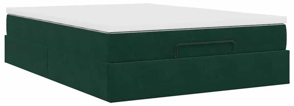Ottoman krevet s madracem tamnozeleni 140x190 cm baršun - Zelena / 140 x 190 cm