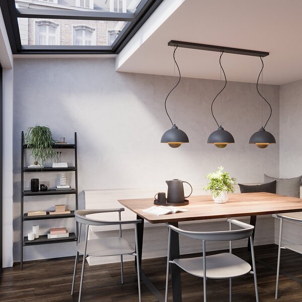 Viseće Svjetiljka Lindby, Gretja, prigušiv, Crno, Dnevna soba, Metal, Moderan