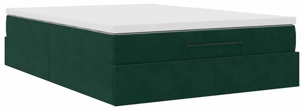 Ottoman krevet s madracem tamnozeleni 140x190 cm baršun - Zelena / 140 x 190 cm