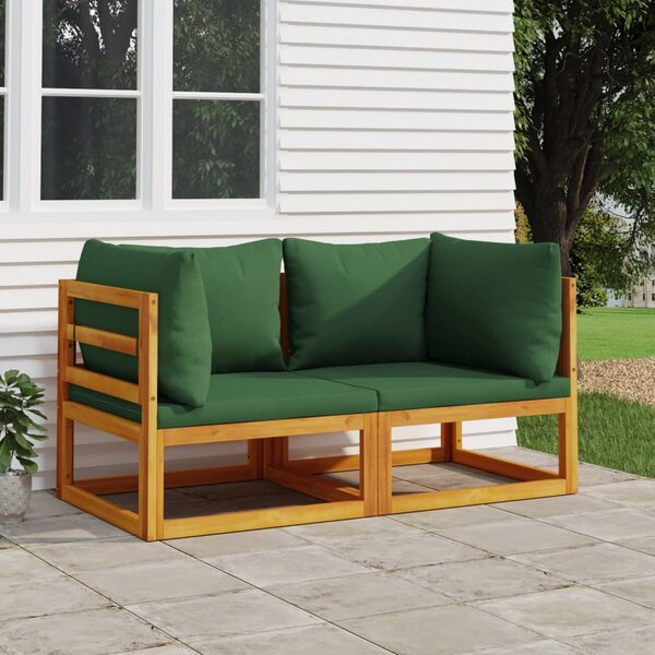 VidaXL Modularne kutne sofe sa zelenim jastucima 2 kom od drva bagrema