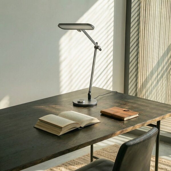Stolne Lampa Lindby, Elvir, prigušiv, Sivo, Blagovaonica, Aluminij, Moderan