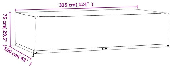Navlaka za vrtni namještaj sa 12 ušica 315x160x75 cm pravokutna - 315 x 160 x 75 cm 1