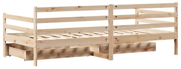 Dnevni krevet s ladicama bez madraca 90x190 cm Masivno drvo - Smeđa
