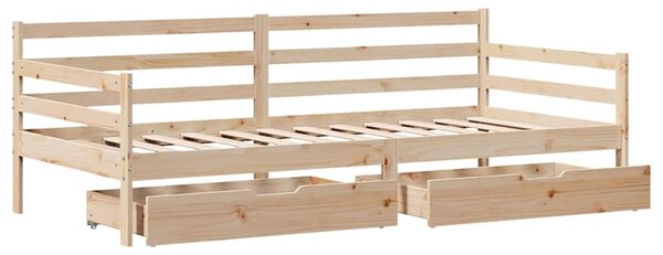 Dnevni krevet s ladicama bez madraca 90x190 cm Masivno drvo - Smeđa