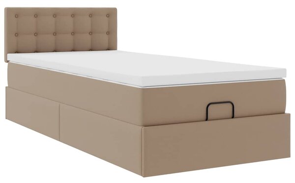 Otomanski krevet s madracem cappuccina 90x190cm umjetna koža - Smeđa / 90 x 190 cm