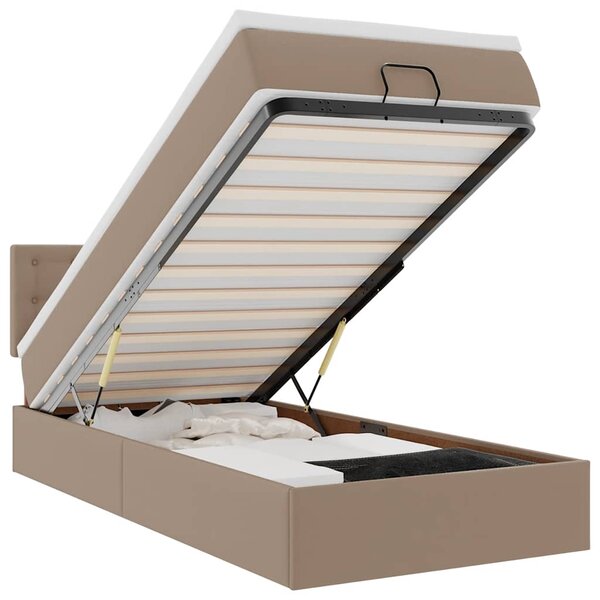 Otomanski krevet s madracem cappuccina 90x190cm umjetna koža - Smeđa / 90 x 190 cm