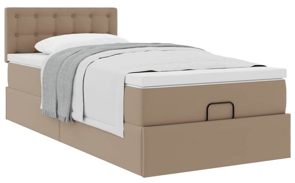 Otomanski krevet s madracem cappuccina 90x190cm umjetna koža - Smeđa / 90 x 190 cm