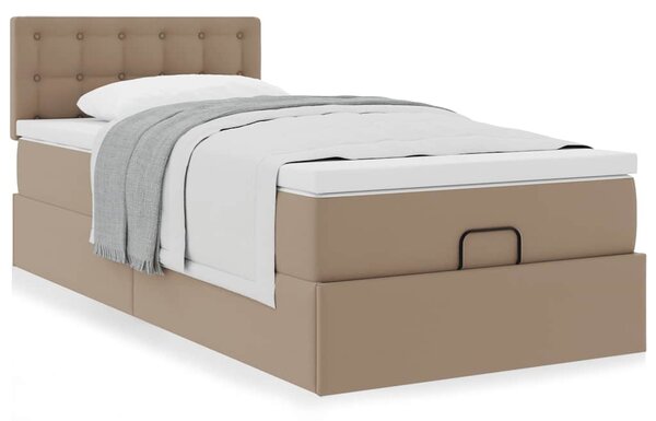 Otomanski krevet s madracem cappuccina 90x190cm umjetna koža - Smeđa / 90 x 190 cm