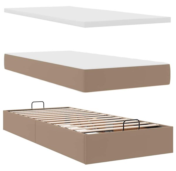 Otomanski krevet s madracem cappuccina 90x190cm umjetna koža - Smeđa / 90 x 190 cm