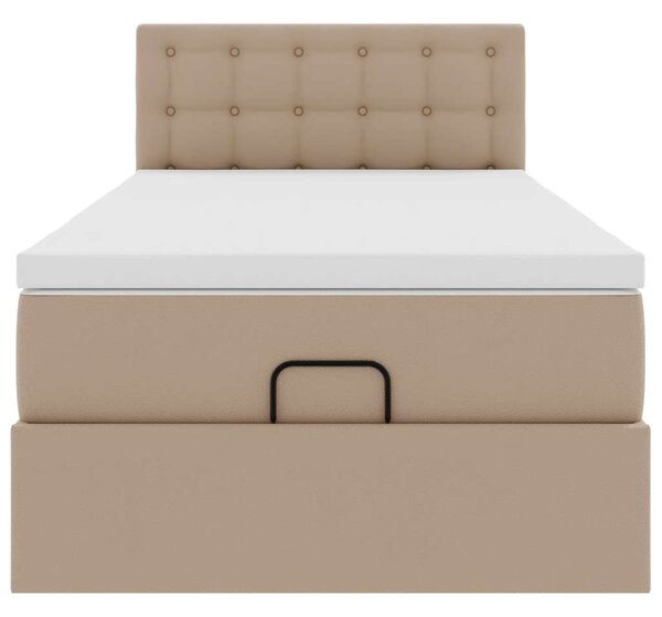 Otomanski krevet s madracem cappuccina 90x190cm umjetna koža - Smeđa / 90 x 190 cm