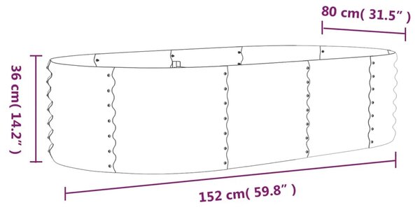 Povišena gredica - Vrtna gredica od pocinčanog čelika 152 x 80 x 36 cm smeđi - Smeđa 152 x 80 x 36 cm
