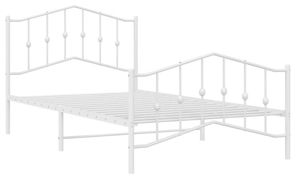 Metalni okvir kreveta s uzglavljem i podnožjem bijeli 100x200cm - Bijela / 100 x 200 cm