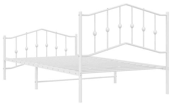Metalni okvir kreveta s uzglavljem i podnožjem bijeli 100x200cm - Bijela / 100 x 200 cm