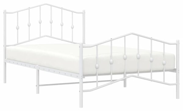 Metalni okvir kreveta s uzglavljem i podnožjem bijeli 100x200cm - Bijela / 100 x 200 cm