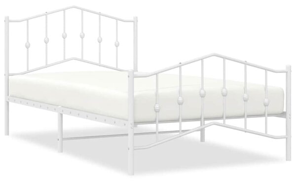 Metalni okvir kreveta s uzglavljem i podnožjem bijeli 100x200cm - Bijela / 100 x 200 cm