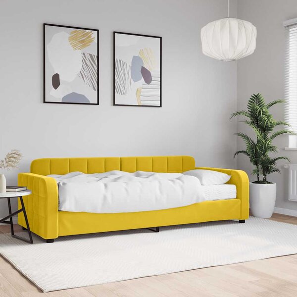 Dnevni krevet s madracem žuti 80 x 200 cm baršunasti - Žuta / 80 x 200 cm