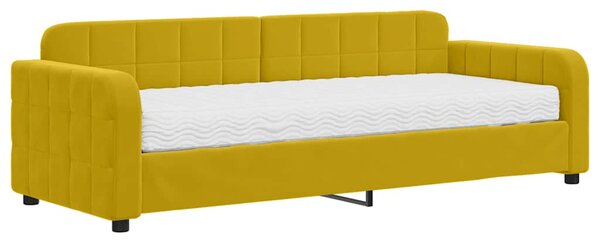Dnevni krevet s madracem žuti 80 x 200 cm baršunasti - Žuta / 80 x 200 cm
