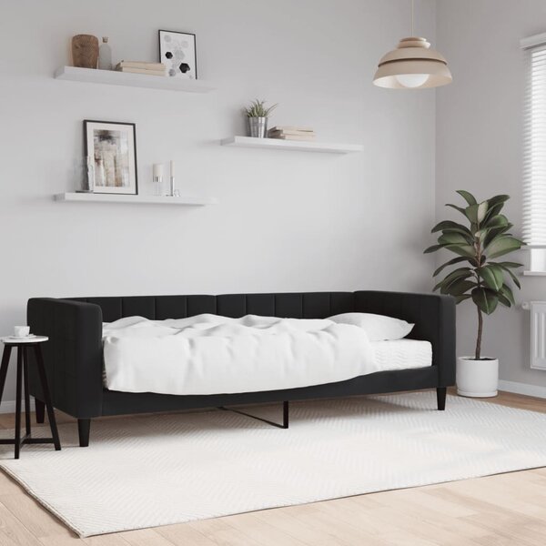 Dnevni krevet s madracem crni 80 x 200 cm baršunasti - Crna / 80 x 200 cm