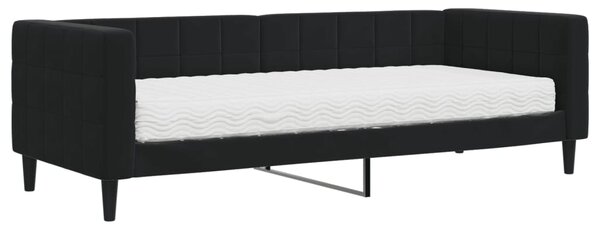Dnevni krevet s madracem crni 80 x 200 cm baršunasti - Crna / 80 x 200 cm