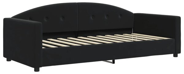Dnevni krevet na razvlačenje s madracima crni 90x200 cm baršun - Crna / 90 x 200 cm