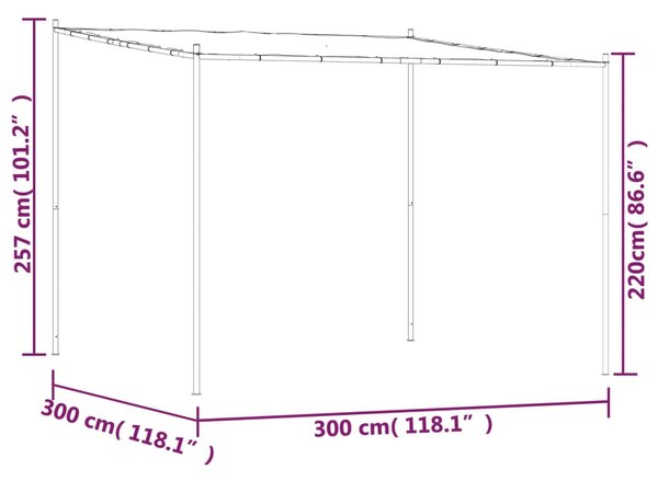 Sjenica antracit 3 x 3 m 180 g/m² od tkanine i čelika - Antracitno siva