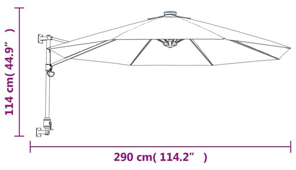 Zidni suncobran svjetlozeleni 290 cm - Zelena / N/A