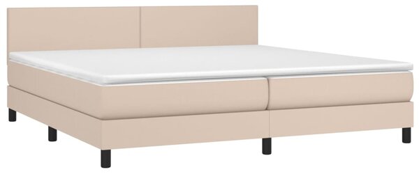 Krevet box spring madrac LED cappuccino 200x200cm umjetna koža - Smeđa / 200 x 200 cm