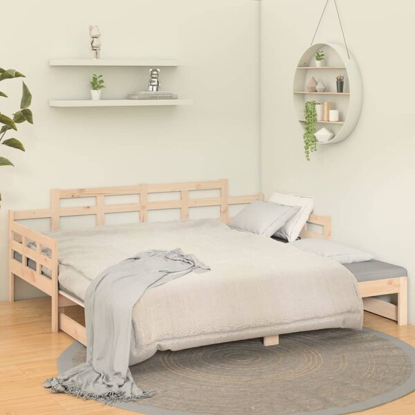 Dnevni ležaj na izvlačenje od masivne borovine 2 x (80x200) cm - Smeđa / 80 x 200 cm