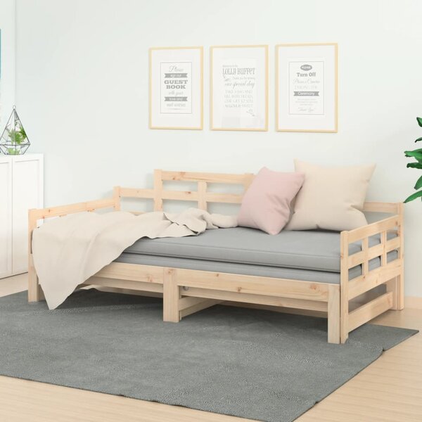 Dnevni ležaj na izvlačenje od masivne borovine 2 x (80x200) cm - Smeđa / 80 x 200 cm