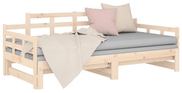 Dnevni ležaj na izvlačenje od masivne borovine 2 x (80x200) cm - Smeđa / 80 x 200 cm