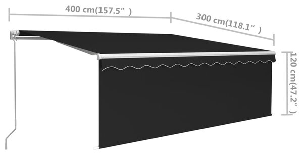 Tenda na ručno uvlačenje s roletom 4 x 3 m antracit - Antracitno siva / 4 x 3 m