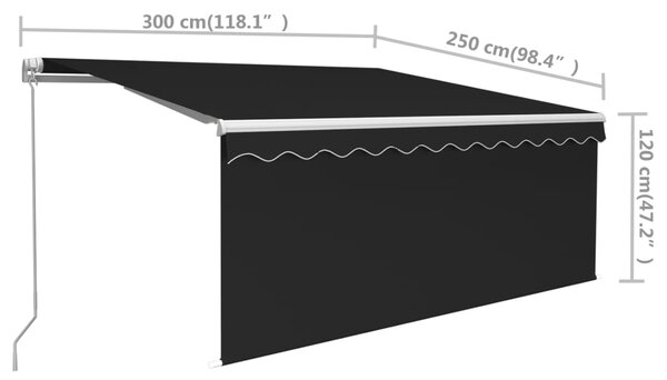 Tenda na ručno uvlačenje s roletom 3 x 2,5 m antracit - Antracitno siva / 3 x 2.5 m